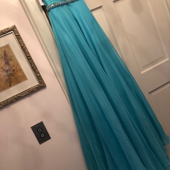 Sherri Hill aqua prom dress👗 size 0 - Picture 4 of 8